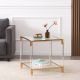 Vidrio Glass Side Table With Gold And Acrylic Frame