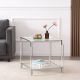 Vidrio Glass Side Table With Silver And Acrylic Frame