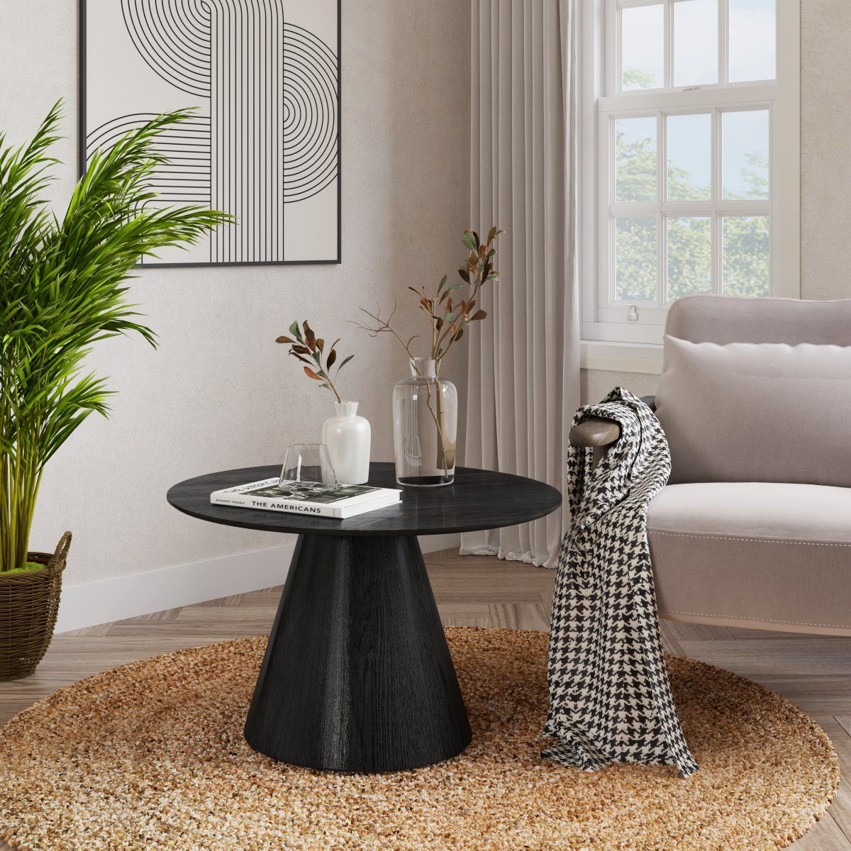 Round dark wood coffee table sale